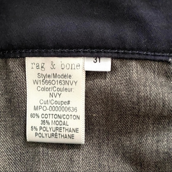 Rag & Bone High Rise Ankle Skinny Navy - Picture 6 of 9